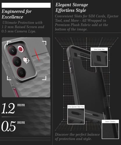 Image of WOW IMAGINE Back Cover for Realme Narzo 90X 5G / Realme C85 5G / Realme 15X 5G with Hexa Cube Design | Rubberised Case | Inner Velvet Fabric | Silicone Flexible Mobile Case | Camera Protection - Grey