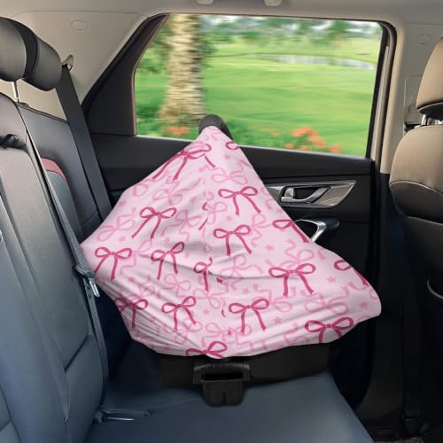 Image of Breathable Car Seat Cover for Babies, Bow Pink