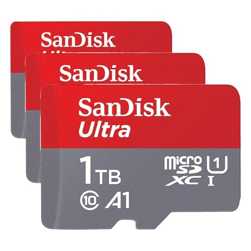 Image of SANDISK 1TB Ultra microSDXC UHS-I Memory Card with Adapter - Up to 150MB /s, C10, U1, Full HD, A1, MicroSD Card - SDSQUAC-1T00-GN6MA (Pack of 3)