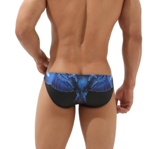 Wayonge Men's Briefs Underwear Low Rise Men Bikini No Fly Covered Soft Breathable Daily Wear Sexy Printed Briefs for Men (00105-Black,Medium)
