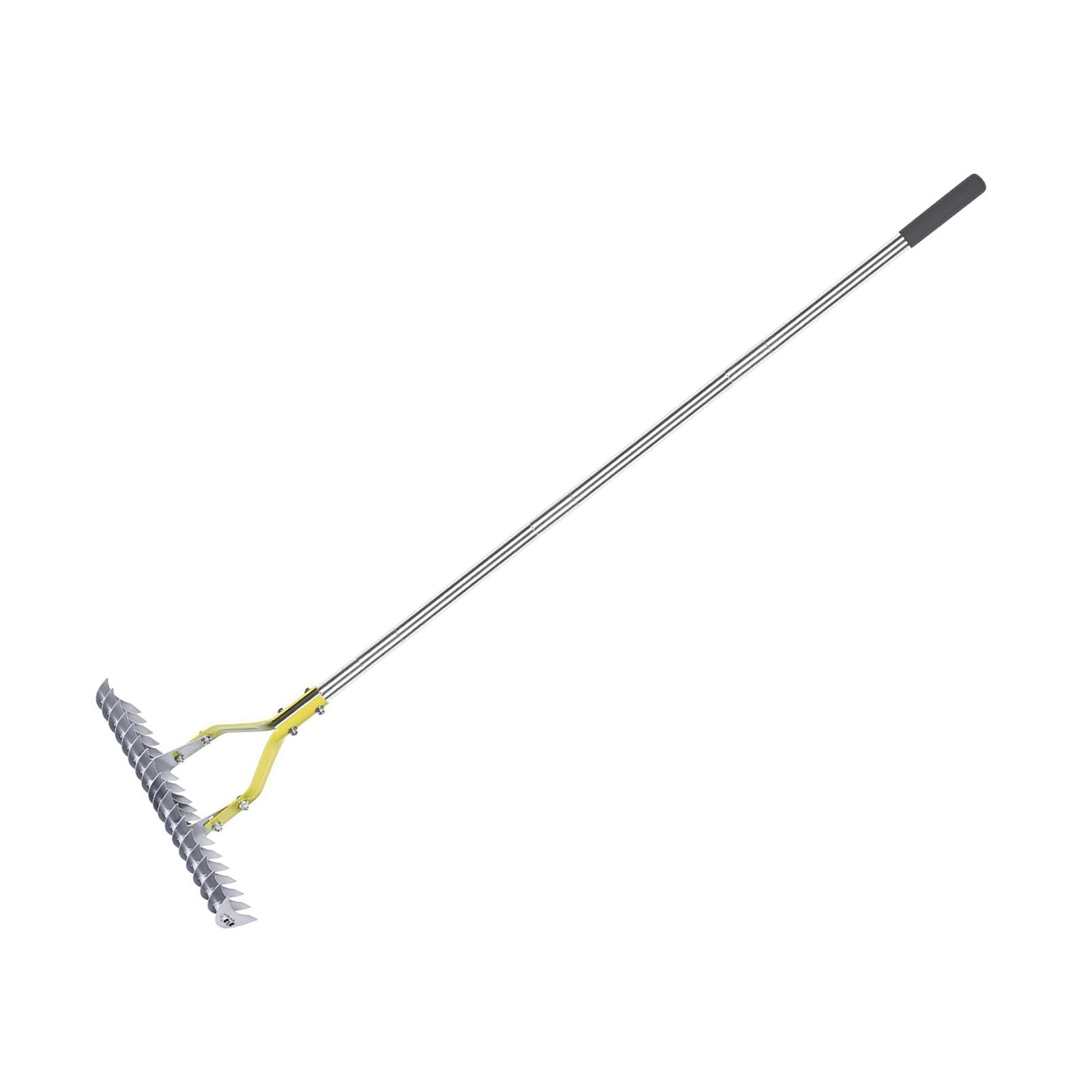 Hidyliu Rastrillo de Paja Ergonómico de Acero Inoxidable de 15 Pulgadas para Limpieza del Jardín, Herramienta Eficaz de Eliminación de Hierba Muerta y Hojas