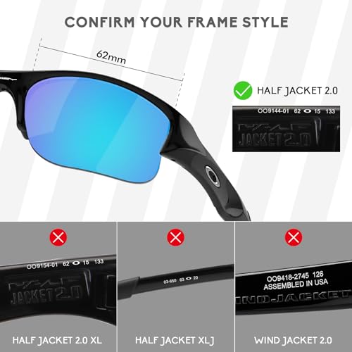Image of 5 Pairs Polarized Replacement Lenses for Oakley Half Jacket 2.0 OO9144 Sunglasses, Anti-Scratch and Impact Resistant