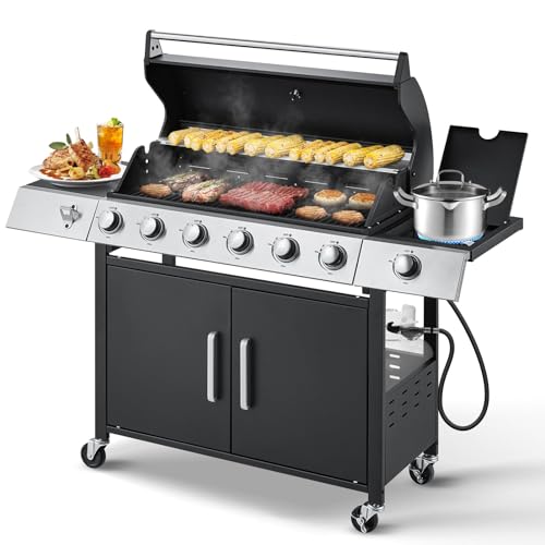 MELLCOM 60,000 BTU Stainless Steel 6-Burner Gas Grill