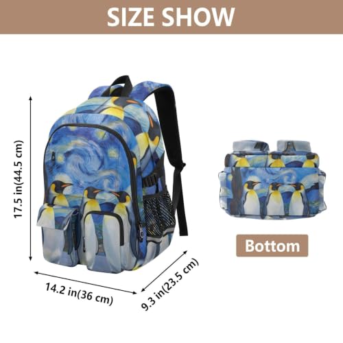 Mochila para laptop de 17.5 pulgadas negra con diseño de pingüino emperador 3