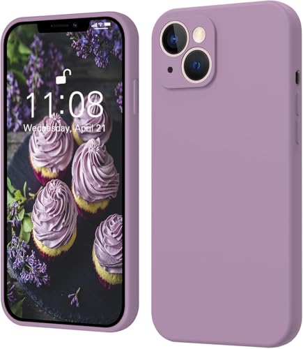 Image of DIZORO Square Candy Liquid Silicone iPhone Case Cover Compatible for iPhone 13, All Cube Series with Microfiber Lining Compatible iPhone 13 (6.1 inch) - Lilac