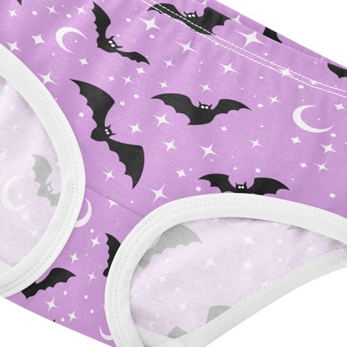 Little Girl Underwear Toddler Panties Kids Undies Halloween Bats Moons Soft Cotton Briefs 2T-8Y4