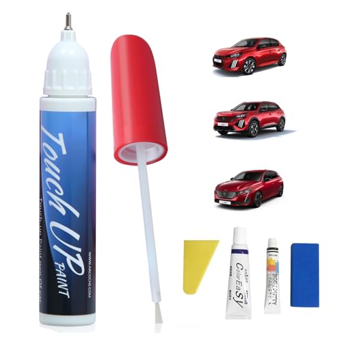 AntDiseno EVH Rouge Elixir Stylo de Retouche pour Peugeot, Stylo Efface Rayure Voiture, Stylo de Retouche 2 en 1 Avec Pinceau Efface Rayure Voiture