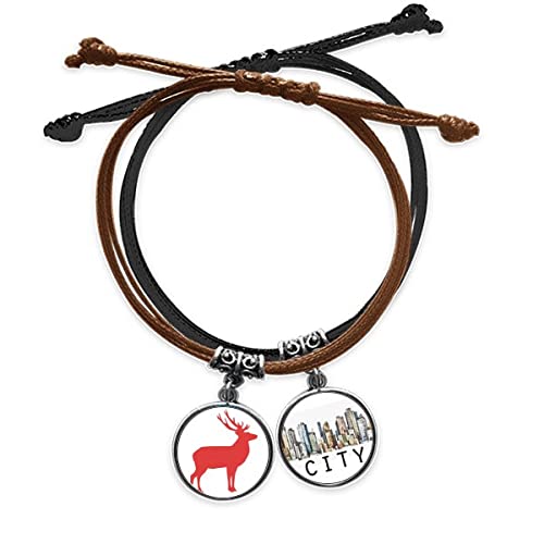 Bracelet cordon bois de cerf rouge et cuir véritable fait main Sidi