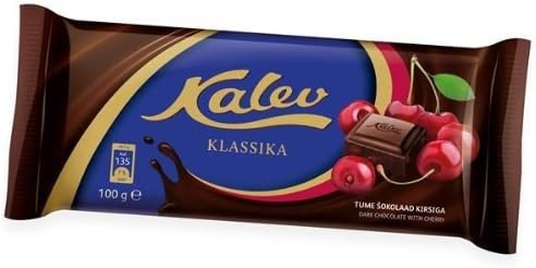 Dark Chocolate with Cherry (100g) - Estonian Brand Kalev [Pack of 18]