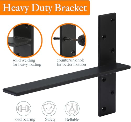 (2-Pack) Hanging T Shelf Bracket,Solid Heavy Duty Steel Knee Wall Hidden Granite Countertop Support Floating Bracket Hardware.Universal. 12" DIY Projects, Screws Included (T Shelf Bracket,12") by FIGHT FOR YOU - Used condition - Image 7