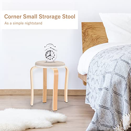 Winzone Wood Stools, Set Of 2 Round Upholstered Backless Stackable Stool Chairs Bentwood Seat For Dinning, Kitchen, Home, Garden, Living And Classroom #TOP4