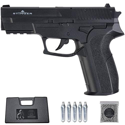 Ecommur. P2022 Stinger | Pistola de perdigones (Bolas BB's de Acero) de Aire comprimido semiautomática Tipo Sig Sauer SP2022 4,5mm + maletín + balines y CO2