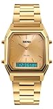 Unisex Wrist Watch, Waterproof Military Analog Digital Watches with LED Multi Time Chronograph, Stainless Steel Business Watches for Men (Full Gold)