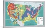 ARTCANVAS Map of Geology of United States USA 1966 Canvas Art Print Stretched Framed Painting Picture Poster Giclee Wall Decor - 40' x 26' (0.75' Deep)