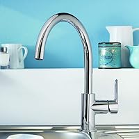 GROHE BauEdge, Küchenarmatur mit hohem Auslauf (Wasserhahn für die Küche mit Keramikkartusche, Spültischarmatur mit praktischem 360° Schwenkbereich, einfache Montage), chrom, 31367000 – Ansicht 5