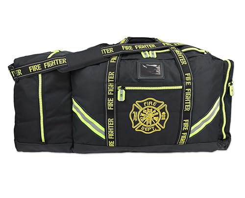 Lightning X Fireman Premium 3XL Firefighter Rescue Step-In Turnout Fire Gear Bag w/Shoulder Strap & Helmet Pocket (Black)