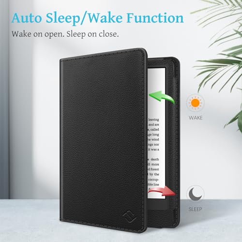 Fintie Stand Case for 6" All-New Kindle (11th Generation-2024/2022 Release) - PU Leather Cover with Auto Sleep/Wake Card Slot & Hand Strap for Kindle 2024/2022 11th Generation e-Reader, Black by FINTIE - Used condition - Image 3