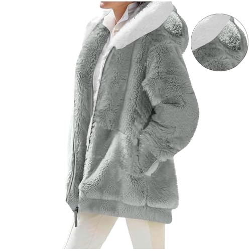 Winter Coats for Women Fleece Zip Up Hoodie Fuzzy Warm Jacket Casual Sherpa Jackets Soft Outwear with Pockets2