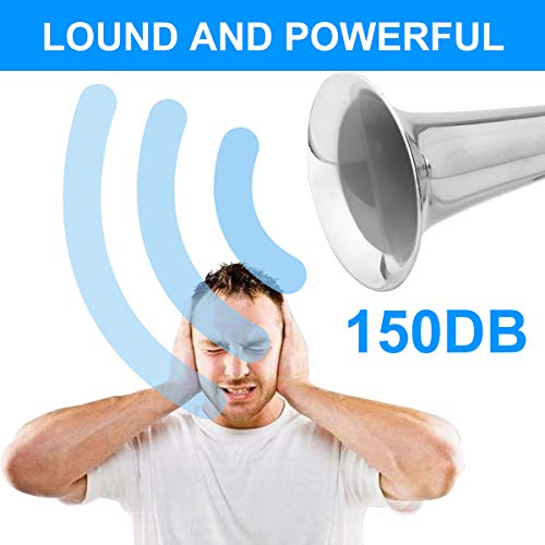 12V 150db Train Air Horn Super Loud 18 Inches Chrome Zinc Single Trumpet Truck Air Horn Kit with Compressor for Any 12V Vehicles Trucks Lorrys Trains Boats Cars