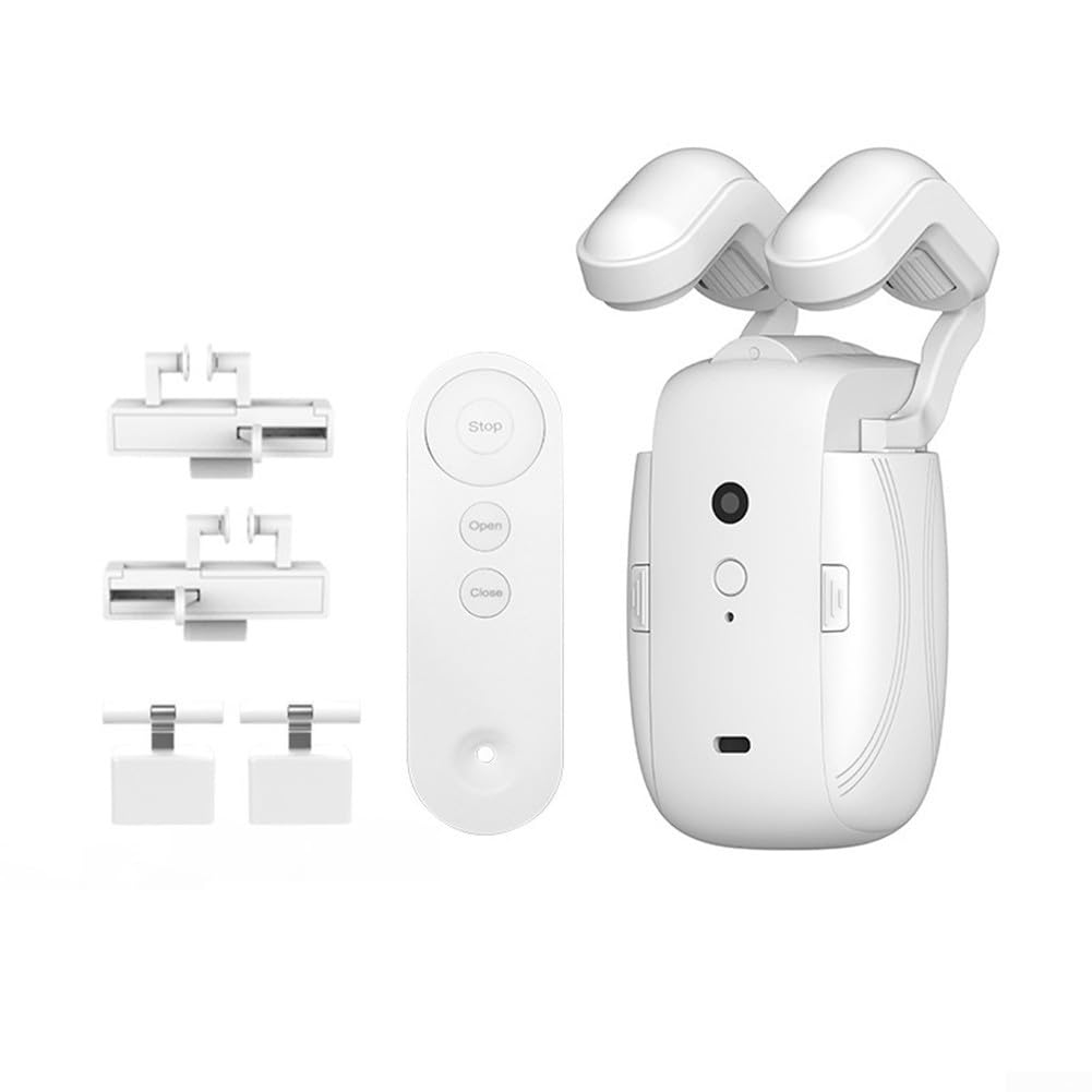 Motore elettrico per aprire tende, telecomando 3 in 1 per aste romane e guide a U, apertura singola/doppia, guida silenziosa per soggiorno (1 pezzo)