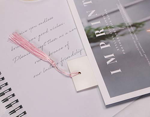 Penta Angel Bookmark With Tassel 20Pcs Blank Kraft Paper Cardstock Bookmarks Gift Tags And 20Pcs Random Color Handmade Tassels For Earring Key Chain Jewelry Making And Craft Diy (White, 5.5X2Inch) #TOP3