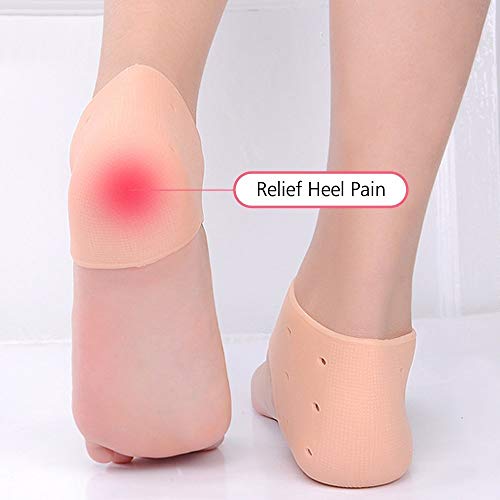Silicon Half Heel Socks, Anti Crack Silicon Gel Heel Socks | Moisturizing Socks For Foot Care | Foot Protector For Heel Cracks | night wear for women | Dry Hard Cracked Heels | Silicon Gel Heel 3 41RFQ3WbhbL. SL500