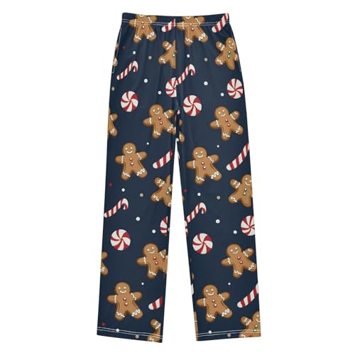 Christmas Pajama Pants Gingerbread Candy Pattern Long Sleep Pants Lounge Bottoms