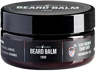 Fresh Beards Beard Balm - Classic Barbershop Fragrance - 2 Fl Oz - For Mens Beard and Mustache - Soothing Anti-Itch Moisturizer & Softener for Healthy Beard Growth & Styling