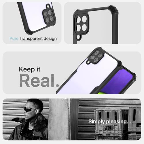 Image of Pikkme Samsung Galaxy A22 4G Back Cover Shockproof Bumper Clear Transparent Case for Samsung Galaxy A22 4G (Black)