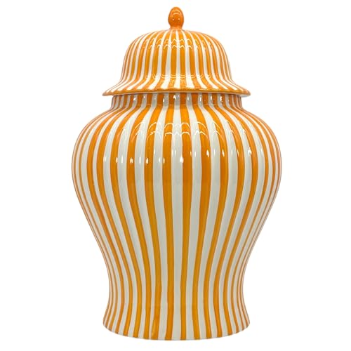 Galt International 18" Orange Candy Stripe Ginger Jar w/Lid - Decor Home Decor Living Room Party Decorations by Galt International - Used condition - US$109.86