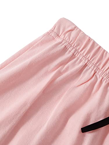 Lyaner Women's Cotton Pajamas Set Button Short Sleeve Shirt With Shorts Set Pjs Loungewear Light Pink Medium #TOP3