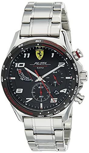 Scuderia Ferrari Montre Chronographe &agrave; Quartz pour Homme avec Bracelet en Acier Inoxydable Argent&eacute; - 0830720