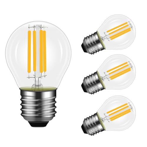 Caldarax 4 Pack 4W E27 LED G45 Filament Golf Ball Bulb Dimmable, Warm White 2700K, 40W Equivalent, Large Edison Screw, 400lm