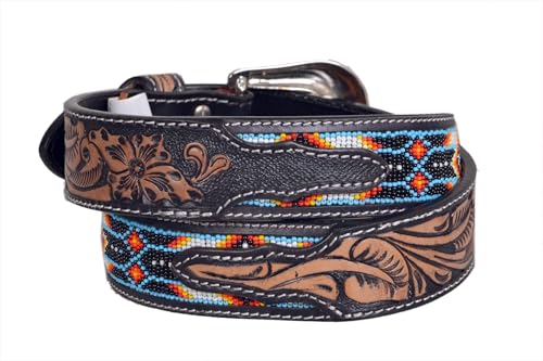 Western Genuine Leather Beaded Belt For Men and Women 30HQ1112