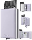 VULKIT Credit Card Holder Ladies RFID Blocking Leather Bifold Womens Wallet Automatic Pop Up Card case with Banknote Compartment