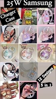 Soomio for Samsung Galaxy 25W USB Type-C Fast Charger Silicone Case Cover with Cartoon Character, 360 Degree Complete Protection (Lina Bell Pink)