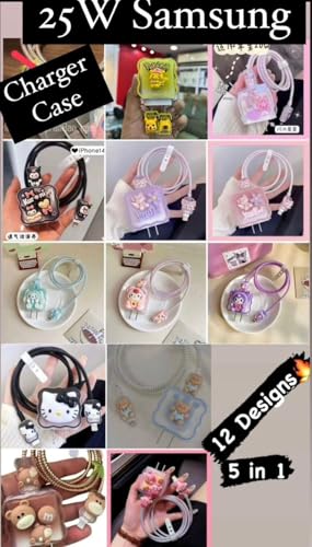 Soomio for Samsung Galaxy 25W USB Type-C Fast Charger Silicone Case Cover with Cartoon Character, 360 Degree Complete Protection (Lina Bell Pink)