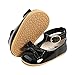 Baby Girl 's PU Toddler Shoes Fashion Solid Color Bow Rubber Sole Casual Shoes Headband Set (Black, 0-6 Months)