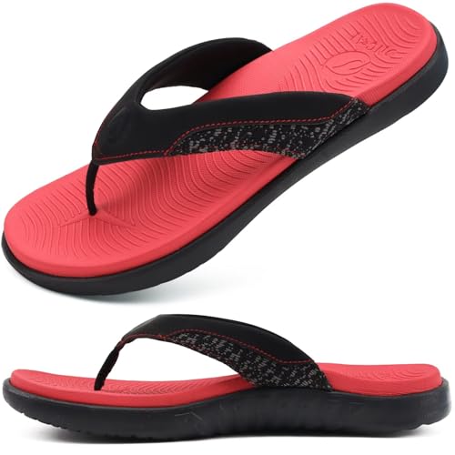 Image of ONCAI Mens Flip Flop Open Toe Athletic Straps Orthotic Summer Plantar Fasciitis Sport Sandals with Soft Cushion Arch Support Size 7.5-15
