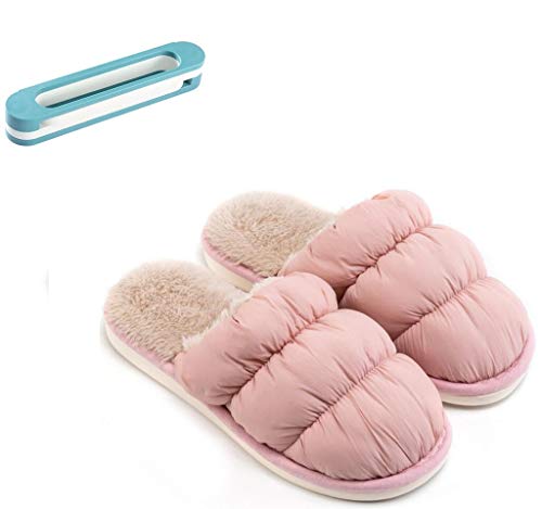 AQWWHY Hombres Mujeres Caliente del Invierno de los Deslizadores Alineado Piel Zapatos de la Nieve Impermeable y Anti-Deslizamiento bajo-Top de los Deslizadores de Interior-Exterior