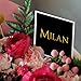 3dRose Greeting Cards - Milan common baby boy name in America. Yellow on black gift or charm - 6 Pack - Alexis Design - Popular Male Names in USA