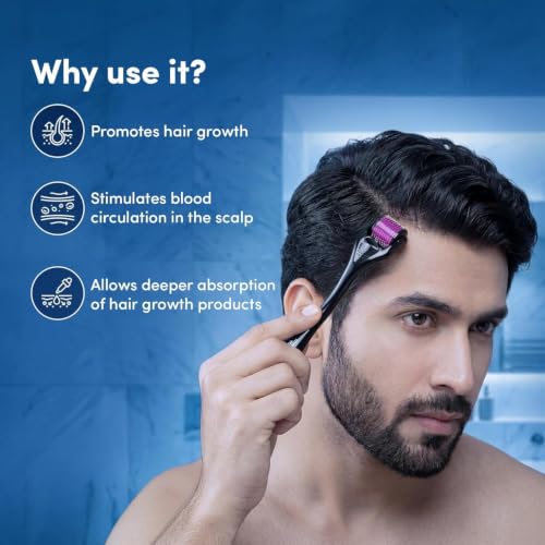 Image of Derma Roller 1.5 mm for Hair & Beard Growth - 540 Titanium Micro Needles for Hair Regrowth, Beard Growth, Acne Scar Reduction & Skin Rejuvenation - Safe for Men & Women (Black)