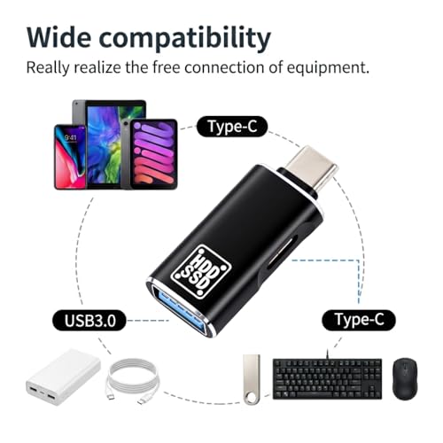 Image of Verilux 2-in-1 Type C to C Connector, Type C Male to USB 3.0 Female Aluminum Alloy Converter with USB 3.0 Sync & C Charging Adapter, Mini OTG Adapter for Laptop, Smartphone, Tablet, Flash Drive