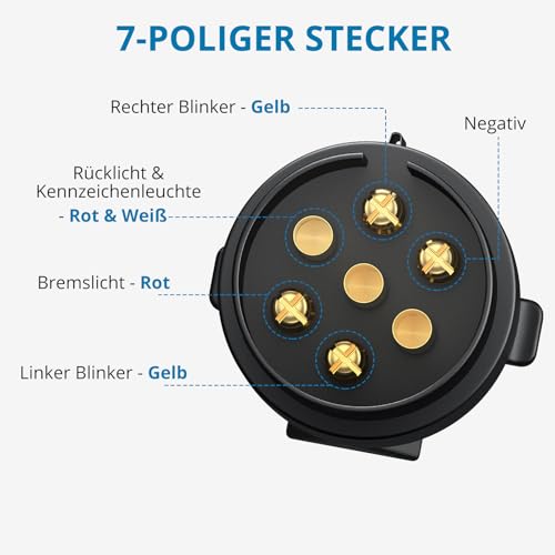 AUTOUTLET Anhänger Rückleuchten, 12V Universal Rückleuchten Set Anhänger 7 Polig Stecker, 7,5M Kabel & E13-Zertifiziert, Wasserdicht IP65, PKW LKW Rücklicht Beleuchtung für Caravan Boot Vans
