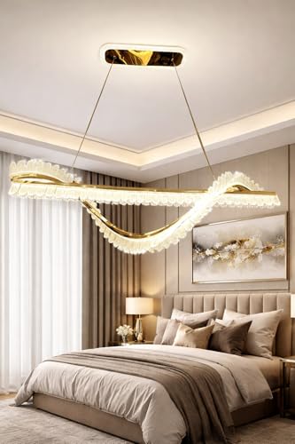 Image of Premium Gold Luxury Led Creative Height Adjustable Three Different Color in One Chandelier | Ceiling Lamp for Bedroom, Living Room, Restaurants, Dining, Coffee Shop,