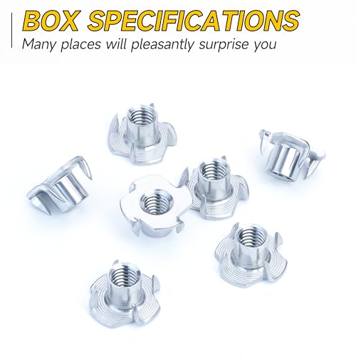 180Pcs 1/4-20 5/16-18 3/8-16 Trousse d'assortiment d'écrous en T, 4 Acier allié plaqué zinc, travail du bois, cales d'escalade & Noix de matériel de meubles, insertion filetée par Mywish