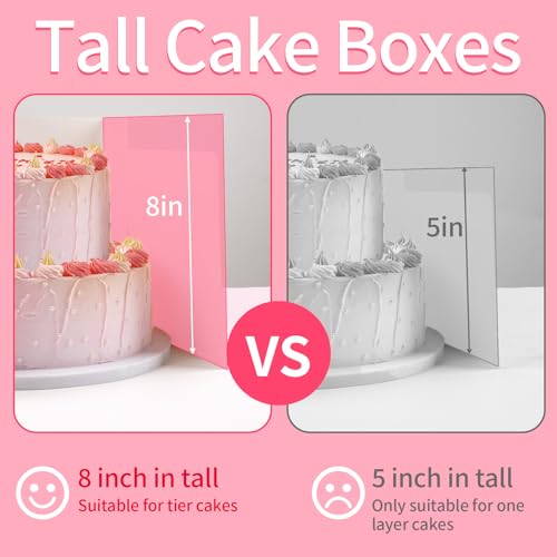 WINKIO 10x10x8 inch Cake Boxes, 4 Pack with Window, White Disposable Bakery Boxes for Cakes, Cookies, Pies, Cupcakes, Pastries