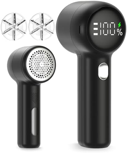 （08:30時点） 【2025新登場 アップグレード版 人気&LCD画面&替え刃付属】毛玉取り けだまとり 電動 毛玉カッター LCD液晶ディスプレイ付き 3段階のスピード調整 Type-C充電式 強力6枚刃 替え刃1枚付属 毛玉取りの大面積が 安全装置 どんな衣類でも靴下寝具カーペット持ちやすく軽量 旅行 専業主婦 家庭用ギフト(ブラック)