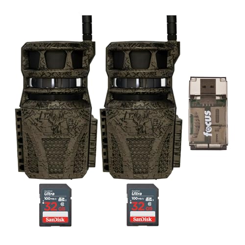 Wildgame Innovations Orbit 360-Degree 36MP Trail Camera (2-Pack) Bundle with 32GB 100MBPS Memory Card (2-Pack) and Card Reader (5 Items) - Wildgame Innovations