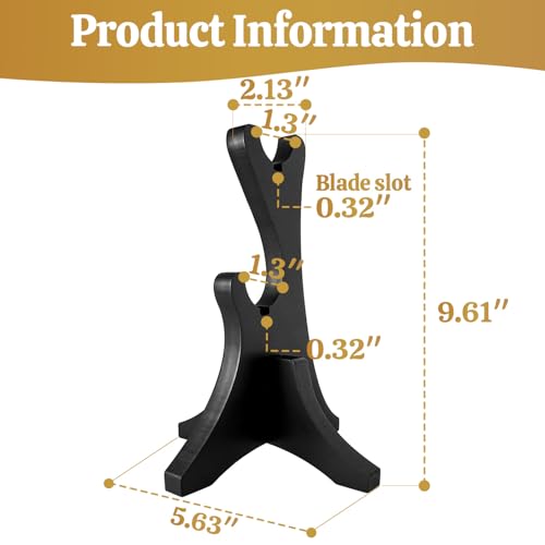 Elifinds Sword Stand with Blade Slot Wood Samurai Katana Holder for Desktop Display Adjustable Weapon Display Stand for Long & Short Swords Dagger (Large - Double Tier)
